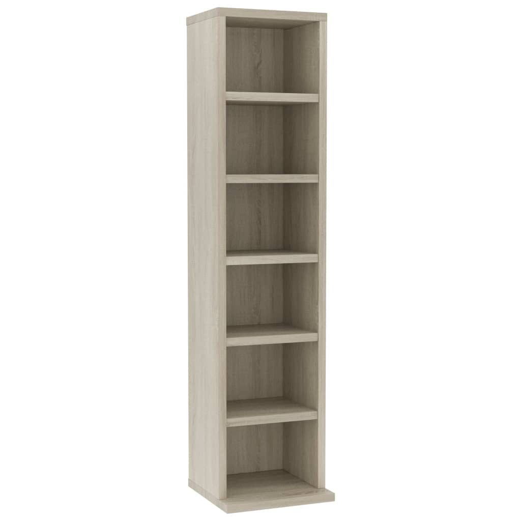 furnicato CD-Regal CD-Schrank Sonoma-Eiche 21x20x88 cm aus robustem Massivholz, 1-tlg.