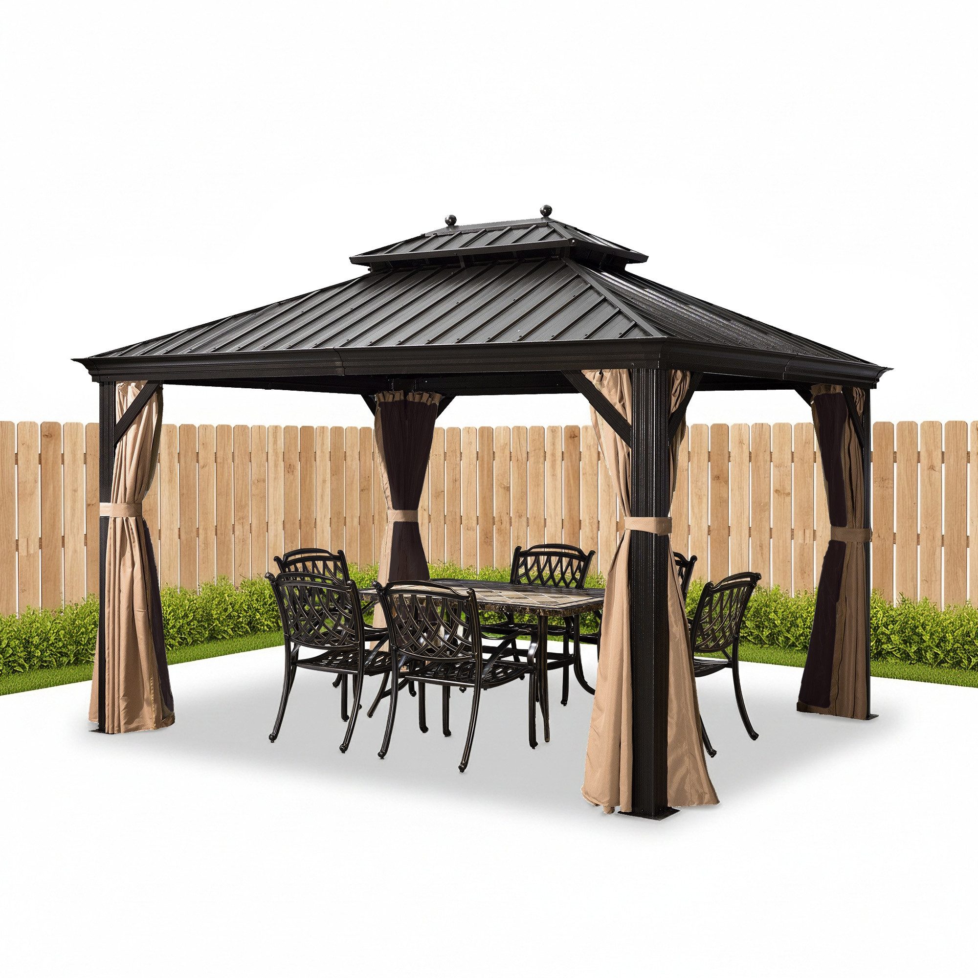 PURPLE LEAF Pavillon Außenbereich Alu Gartenpavillon mit Stahldach Hardtop günstig online kaufen