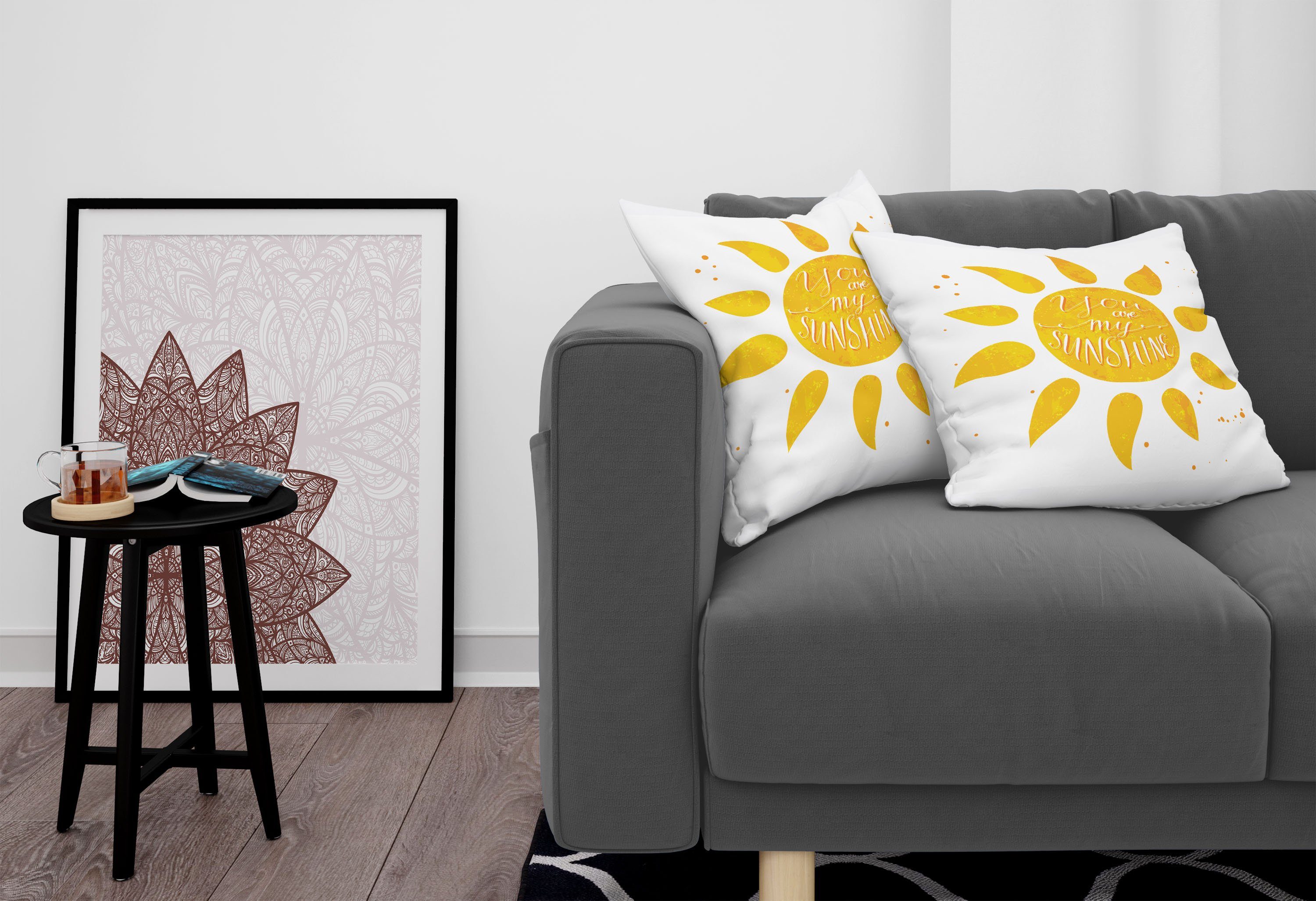 Romanze Digitaldruck, Stück), (2 Wörter Sun Abakuhaus Accent Modern Weiß Kissenbezüge Doppelseitiger Gelb
