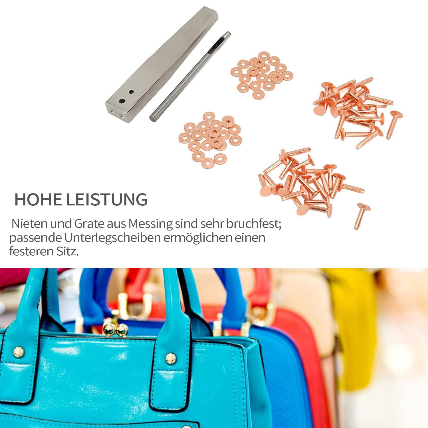 Refttenw Niete Ledernieten-Set,Installationswerkzeug für Kupfernägel,langlebig, (set), Einfach zu installieren