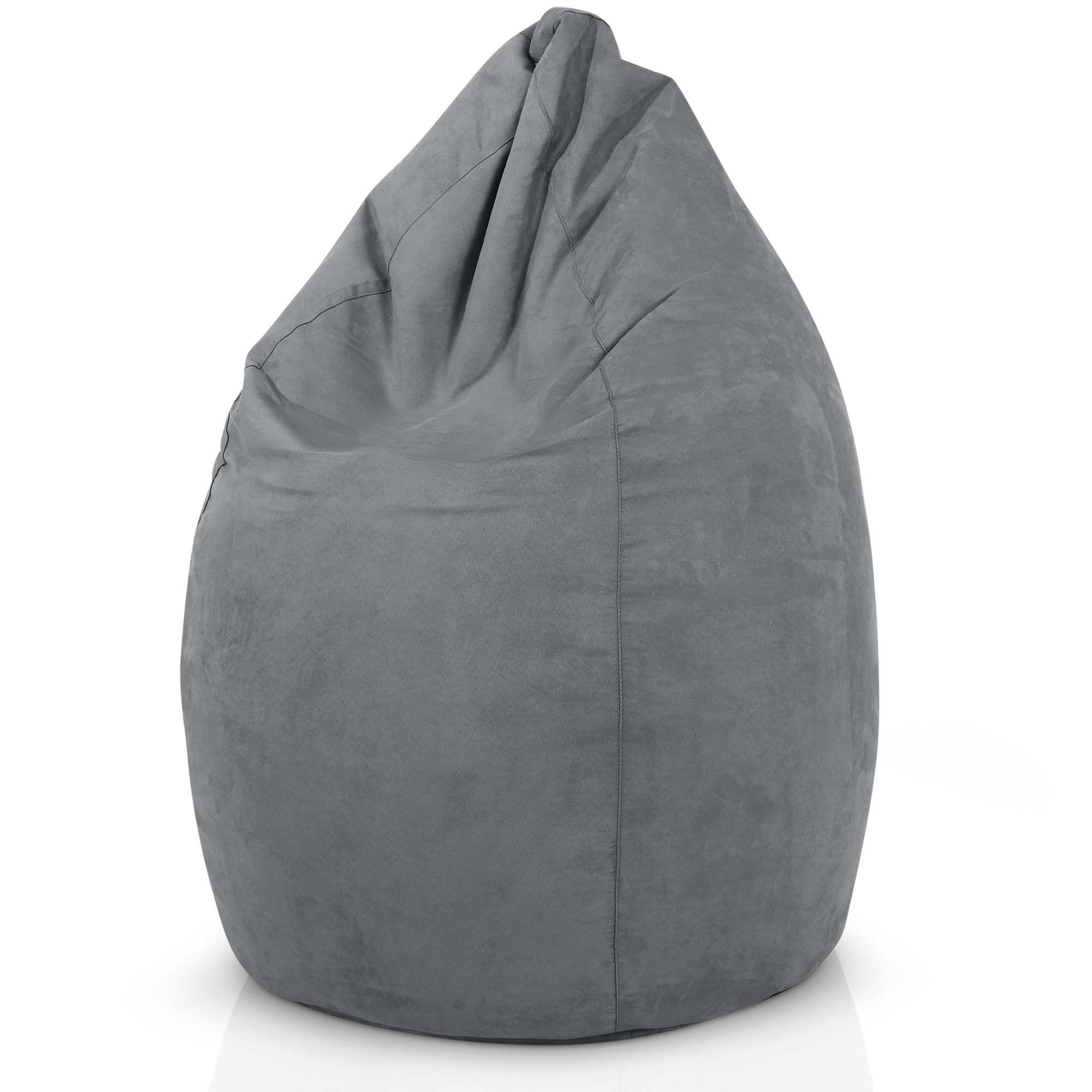 Green Bean Sitzsack Drop (Sitzsack mit Rückenlehne 60x60x90cm - Indoor Sitzkissen 220L Füllung, Kuschelig Waschbar), Bean Bag Bodenkissen Lounge Chair Sitzhocker Kindersitzsack grau