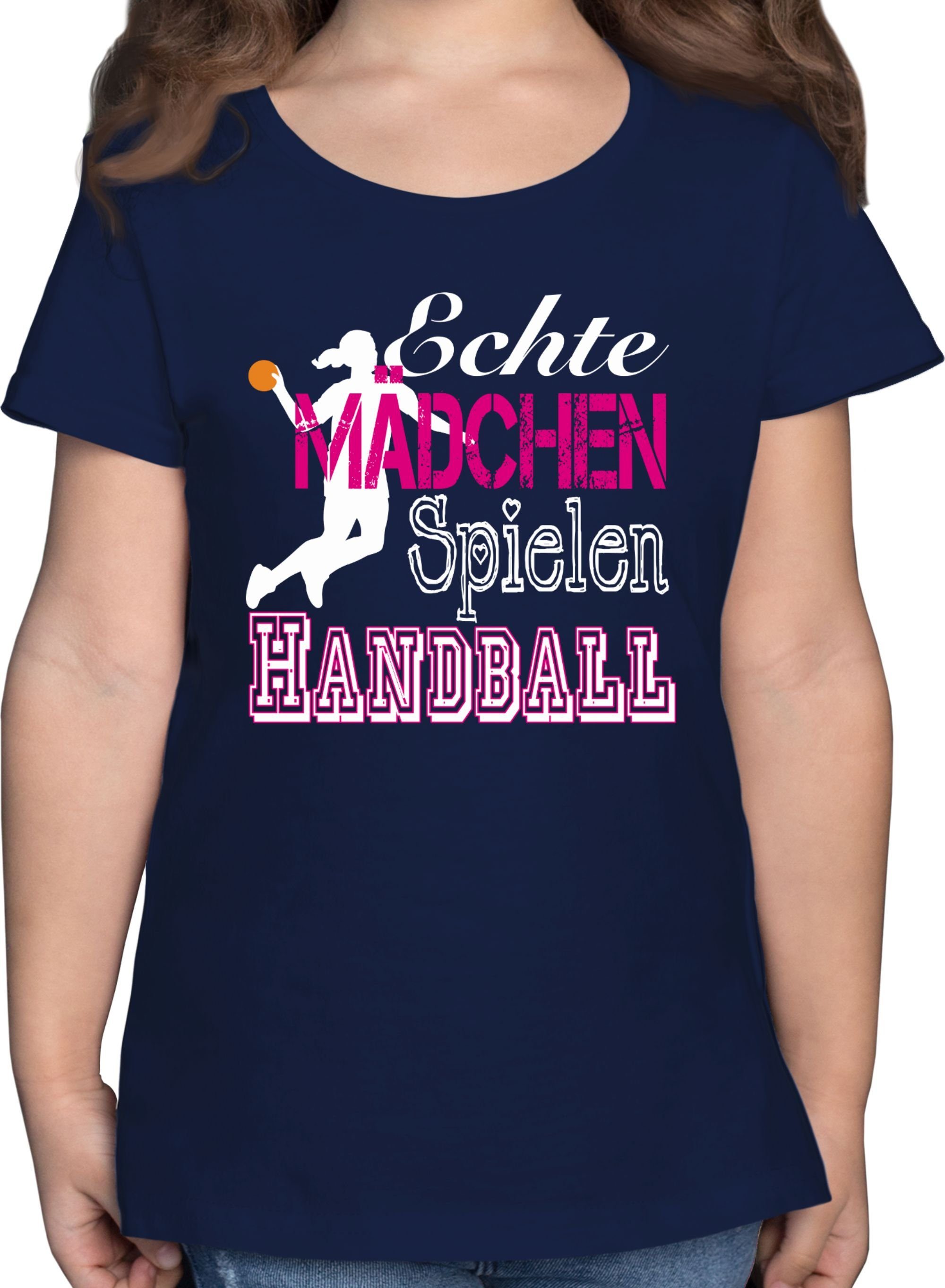 T-Shirt Echte Mädchen Spielen Handball weiß