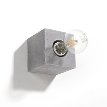 etc-shop Wandleuchte, Leuchtmittel nicht inklusive, Wandlampe grau Wandleuchte Beton quadratisch Wandlampe