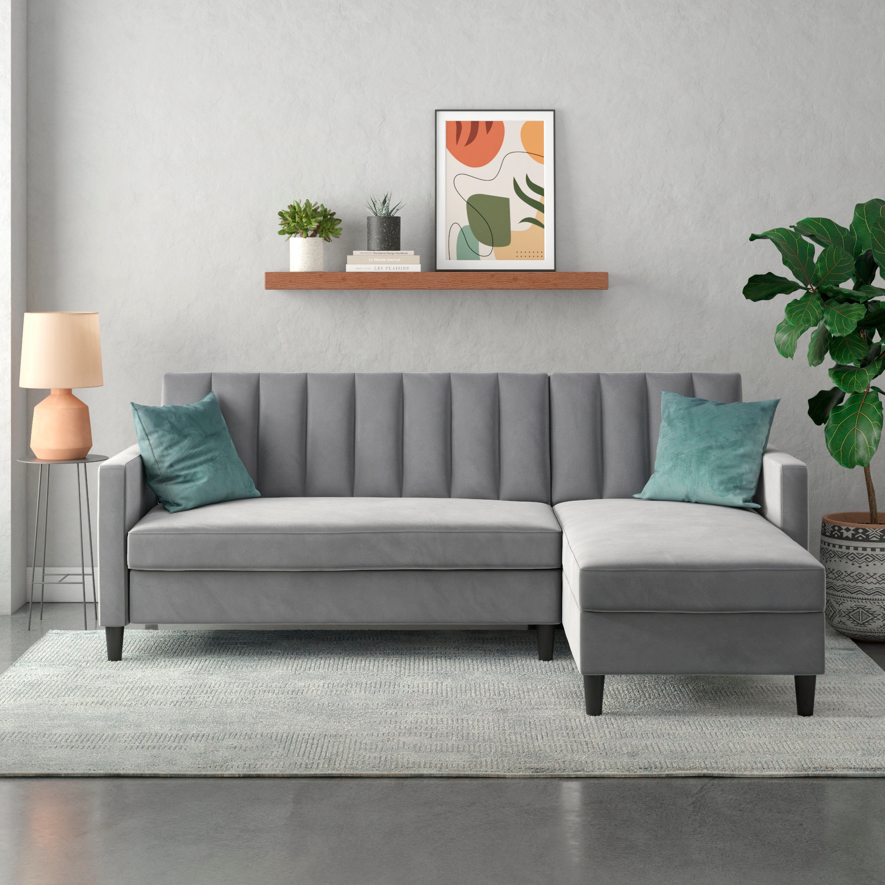 Dorel Home Ecksofa Celine, mit Bett-Funktion und Stauraum. Recamiere beidseitig montierbar