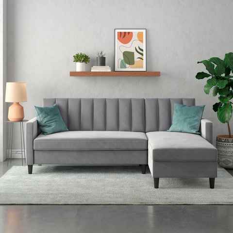 Dorel Home Ecksofa Celine, L-Form, mit Bett-Funktion und Stauraum. Recamiere beidseitig montierbar