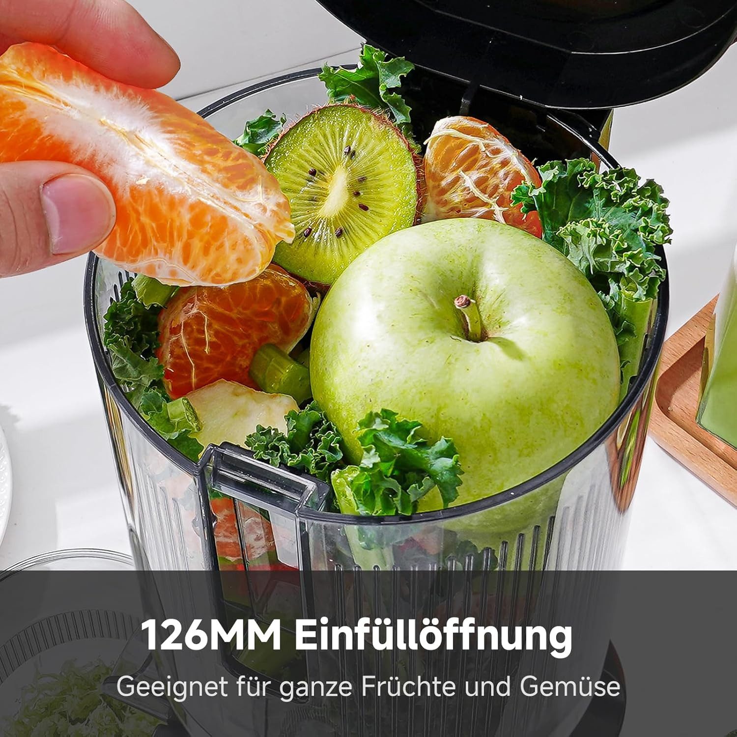 AMZCHEF Slow Juicer CE-ZM19OT02B-SV, 220 W, Slow Juicer mit 126MM Breite und mit 2 Gläsern