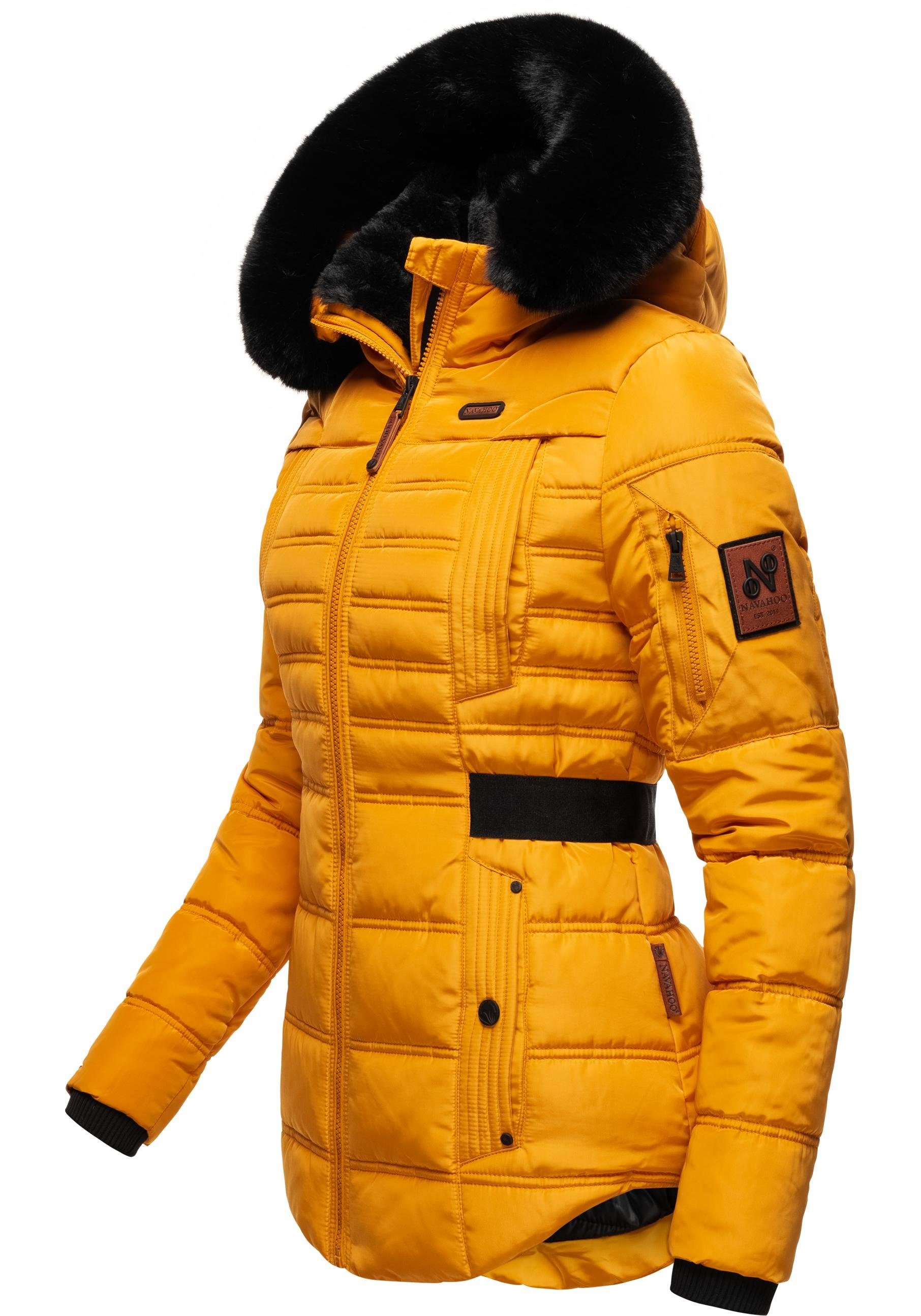 Navahoo Winterjacke Melikaa edler Kurzmantel mit abnehmbarem Kunstfellkragen