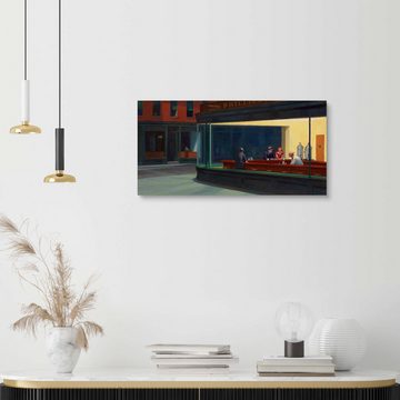 Posterlounge Holzbild Edward Hopper, Nachtschwärmer, Bar Modern Malerei
