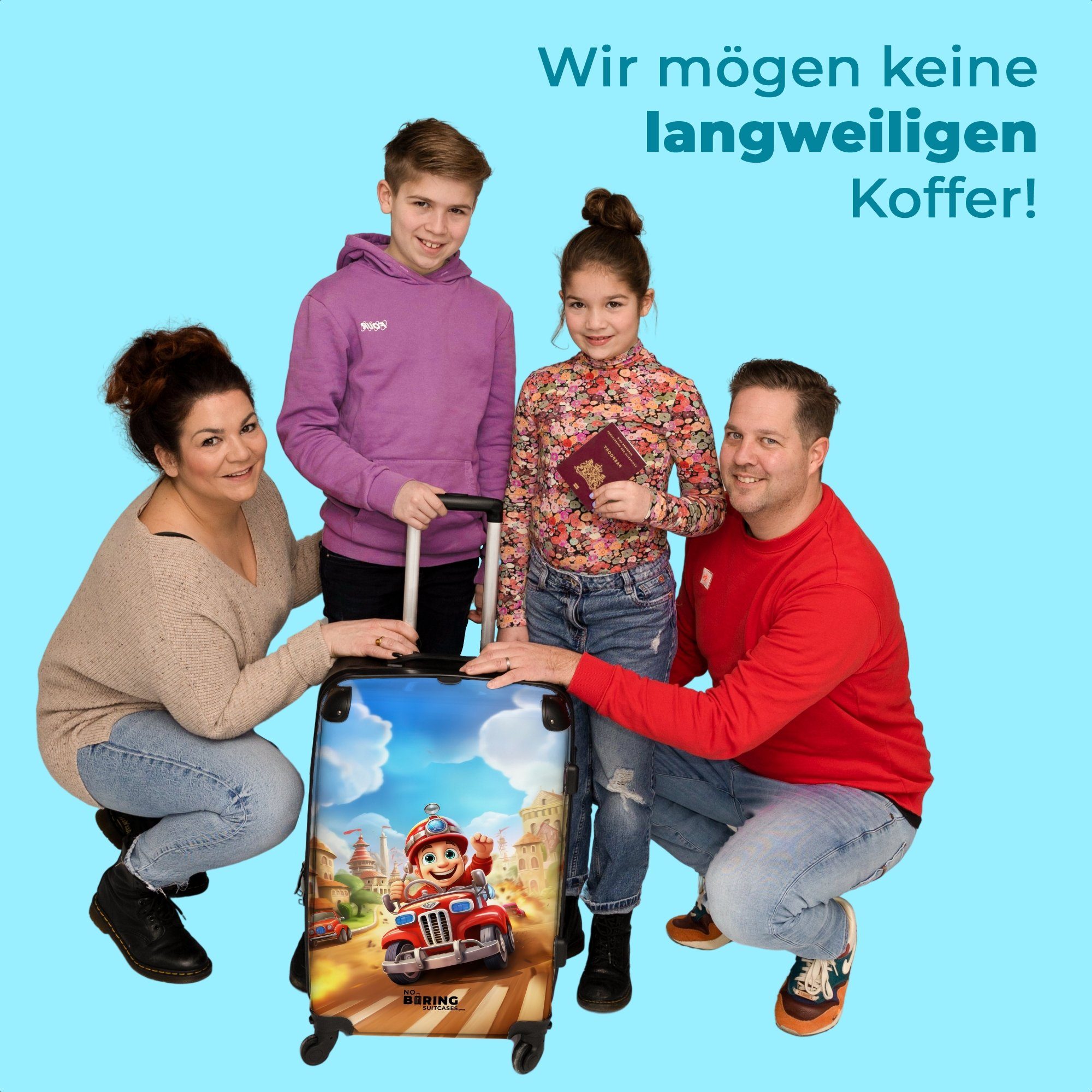 Rollen, Aufgabegepäck Rollkoffer mit Rollen NoBoringSuitcases.com© Reisekoffer Jungen Feuerwehr 67x43x25cm Auto, Kinder Trolley - 4 - Koffer - - Große 4