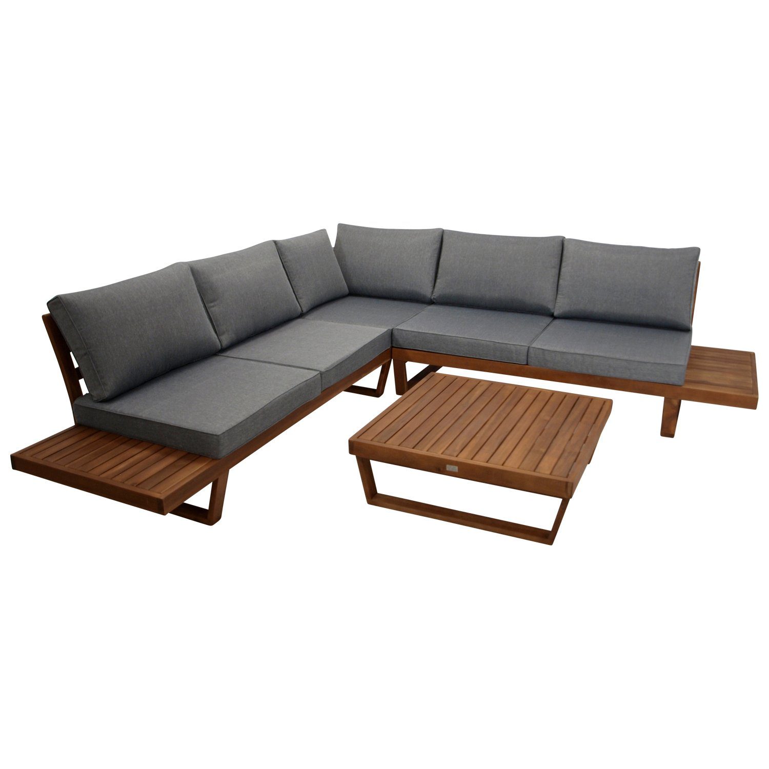 DEGAMO Gartenlounge-Set CARTAGENA, (1-tlg), Ecksofa 250x250cm, Akazie  geölt, Polster grau