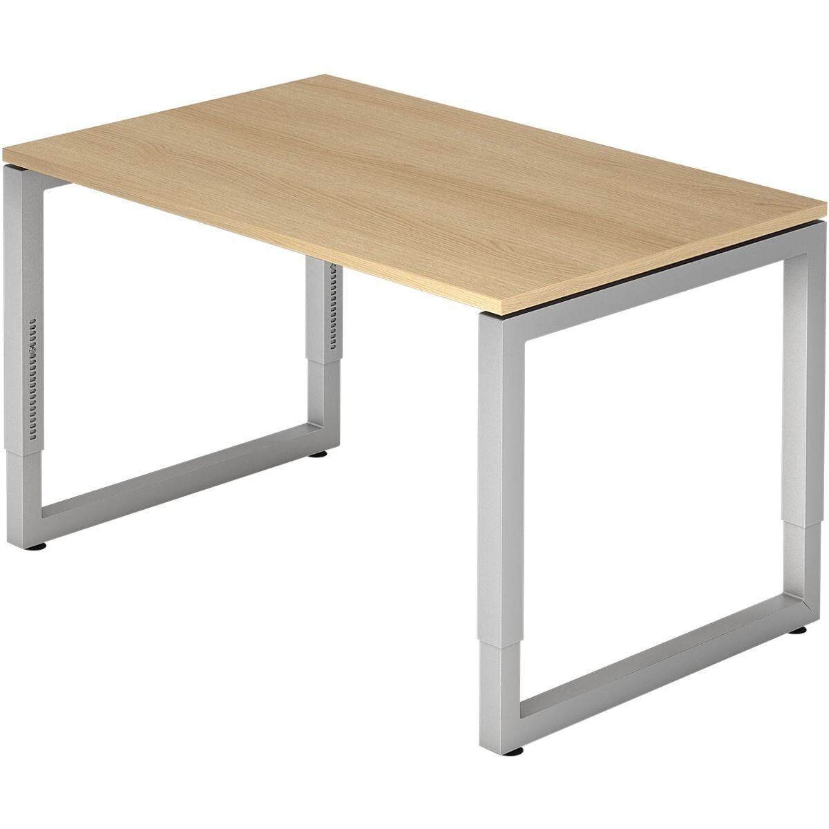 HAMMERBACHER Schreibtisch R-Line, mit rechteckiger schwebender Tischplatte, Bügelfuß, höhenverstellbar Eiche hell
