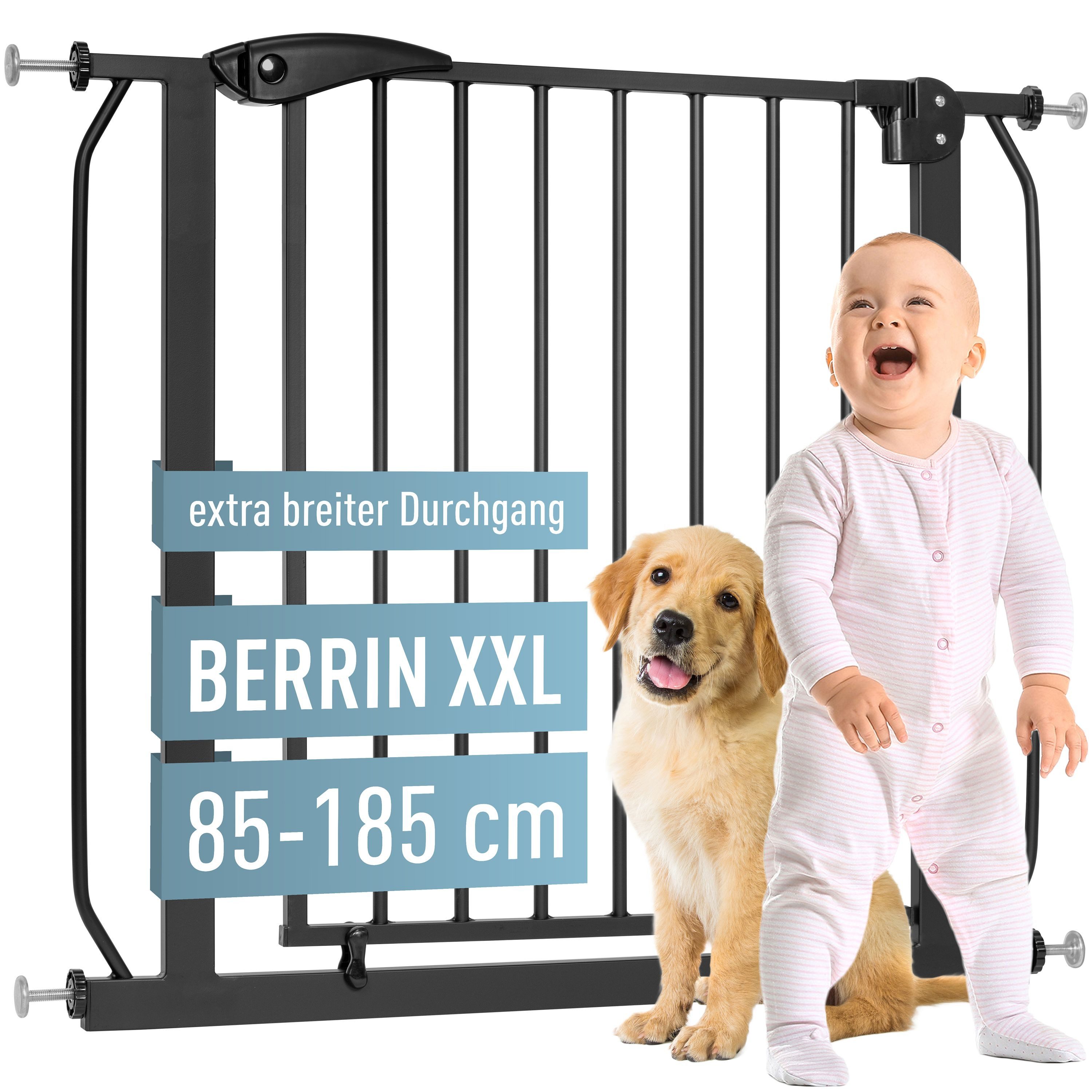 ib style Türschutzgitter Berrin XXL, Extra breiter Durchgang, Treppengitter, Ohne Bohren