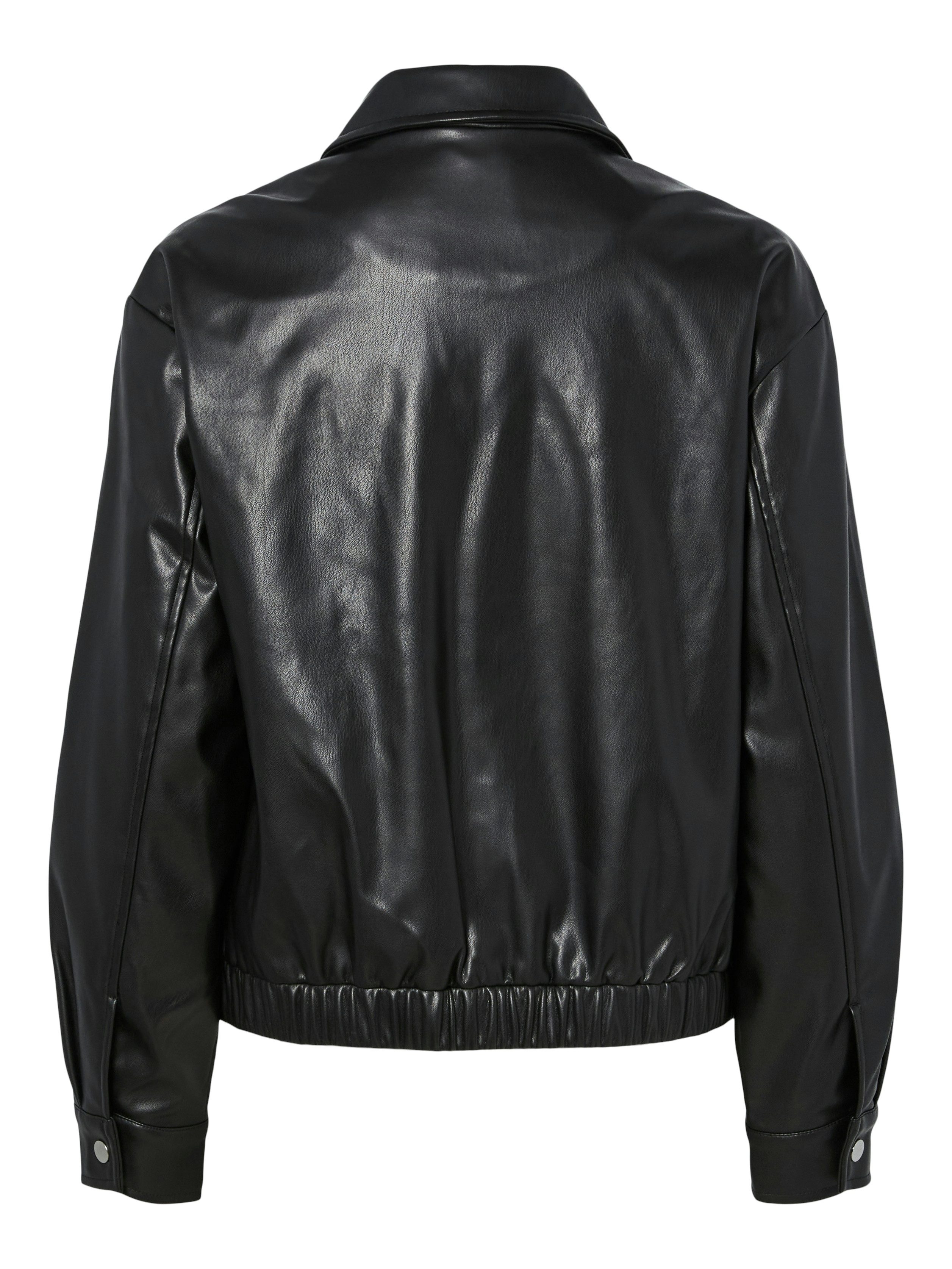 pieces Lederimitatjacke PCVERA BOMBER JACKET NOOS WB PU mit Umlegekragen