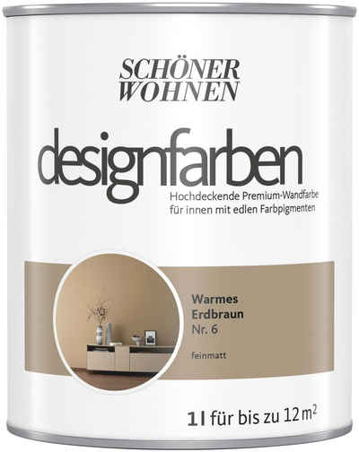 SCHÖNER WOHNEN-Kollektion Wand- und Deckenfarbe Designfarben, 1 Liter, Warmes Erdbraun Nr. 6, hochdeckende Premium-Wandfarbe