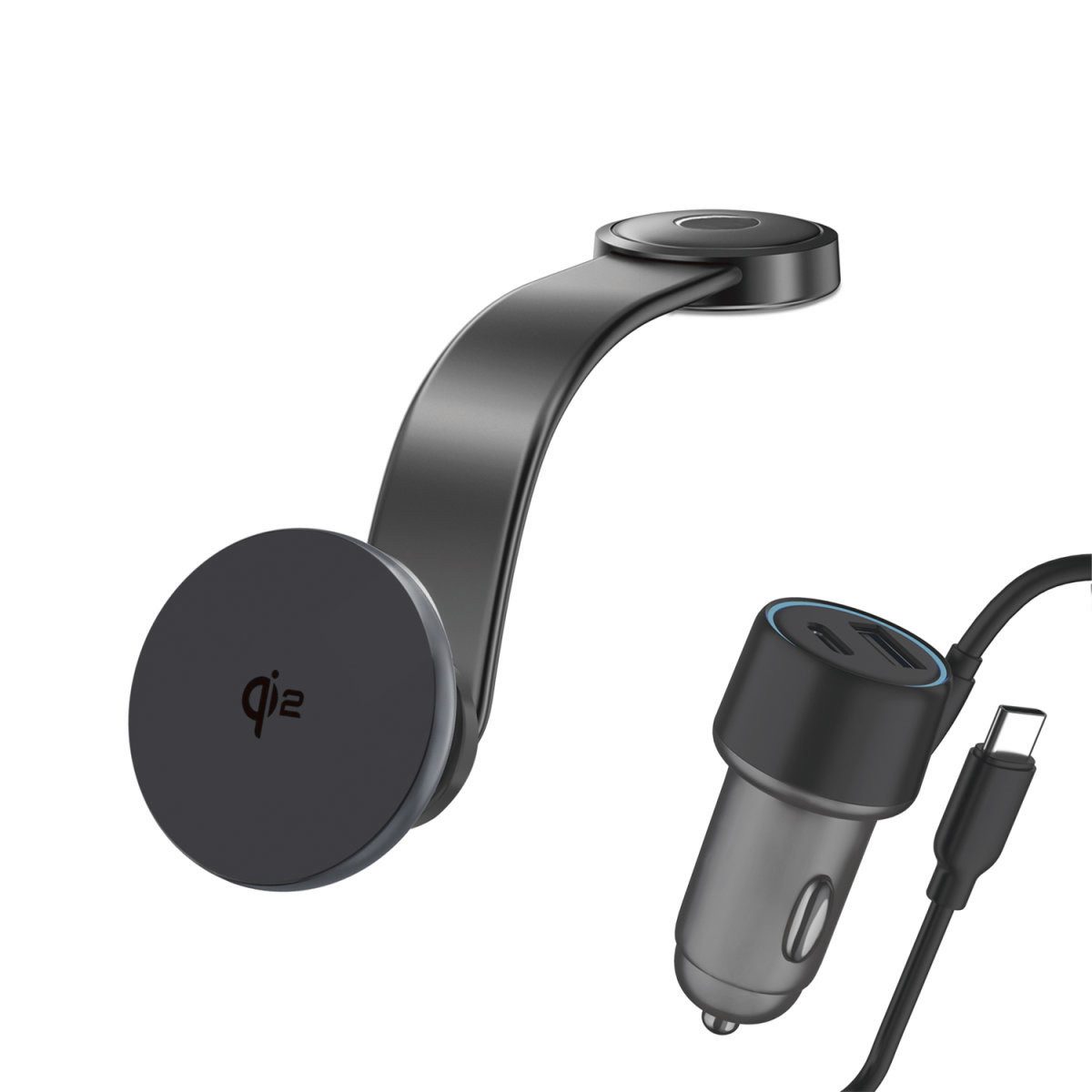 4smarts Qi2 Kfz Ladeset, grau Induktions-Ladegerät