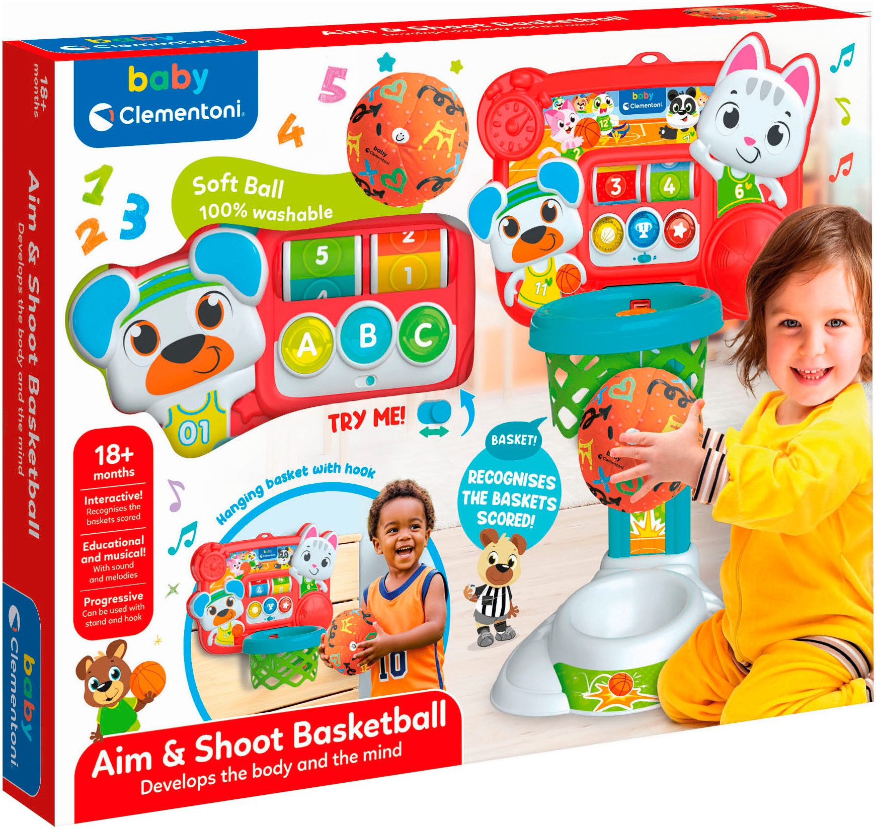 Clementoni® Lernspielzeug Interaktiver Basketball-Korb, mit Licht und Sound