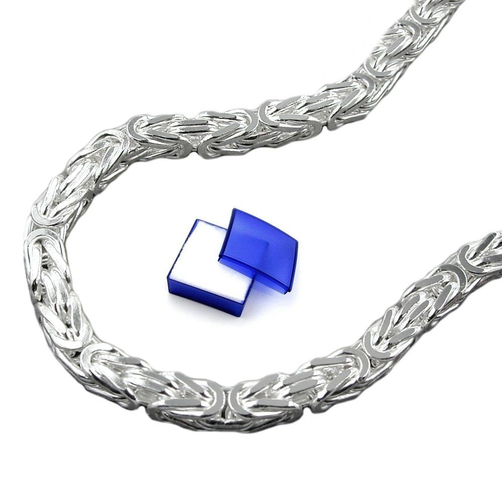 unbespielt Silberkette Halskette 4 mm Königskette vierkant glänzend 925 Silber Länge 50 cm, Silberschmuck für Damen und Herren