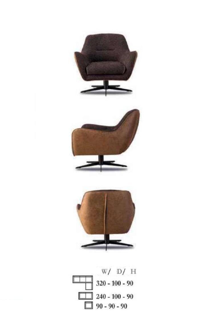 JVmoebel Sessel Stoff Cocktailsessel (Sessel) Ohrensessel Sessel Kunstleder Braun Wohnzimmer