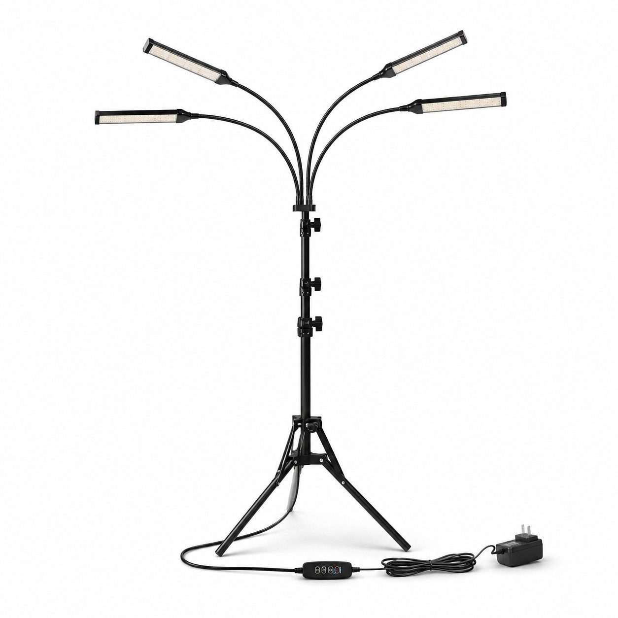 Tekoo Pflanzenlampe LED Pflanzenlicht 4 Köpfe Vollspektrum Stativ Fernbedienung, LED, Vollspektrum (Rot, Weiß, Warmweiß), Vollspektrum, 10 Dimmstufen, 3 Timer-Modi, 360° flexibel