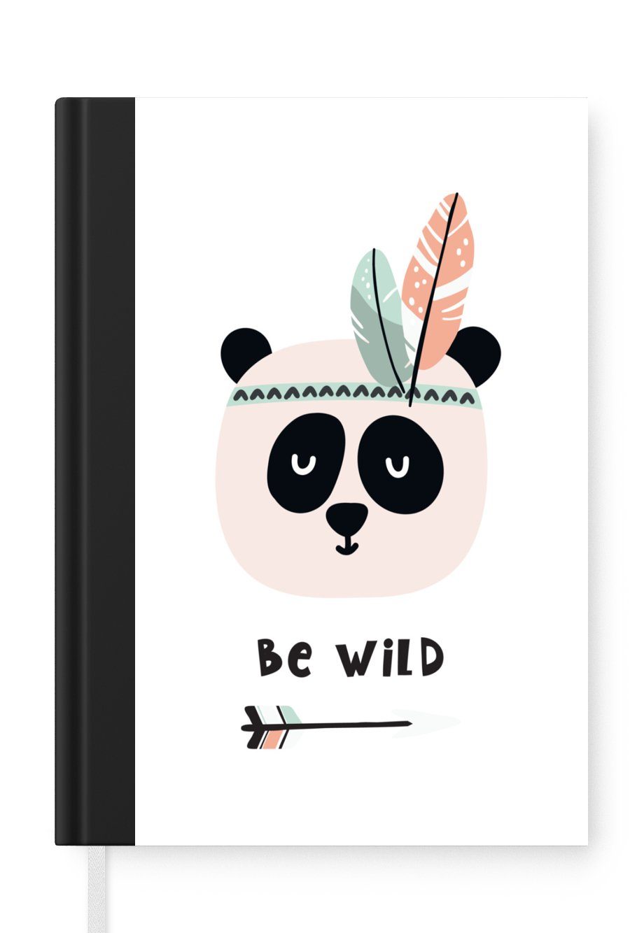 MuchoWow Notizbuch Zitate - Panda - Wild sein - Pfeil - Kinder, Journal, Merkzettel, Tagebuch, Notizheft, A5, 98 Seiten, Haushaltsbuch