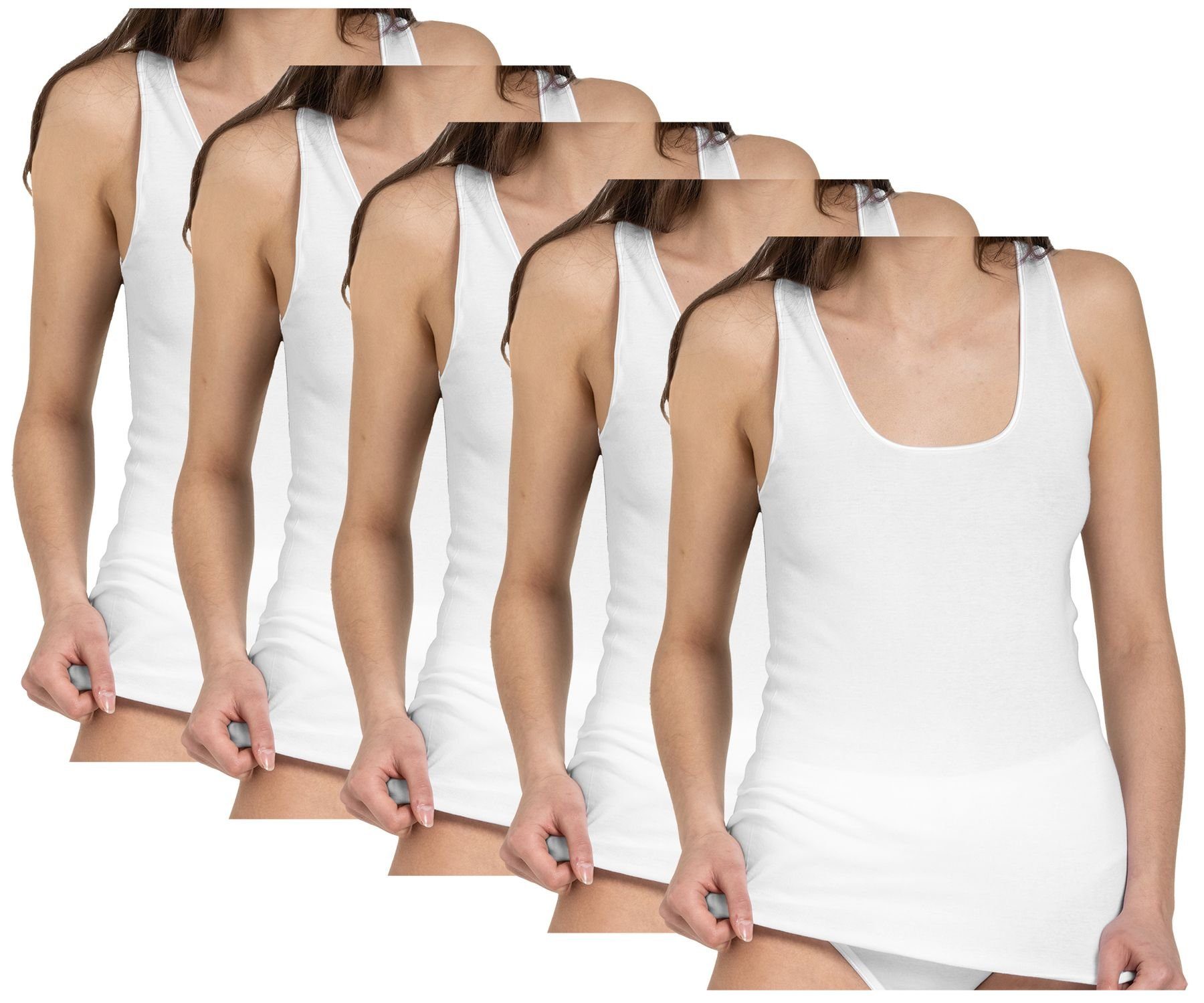 HAASIS Bodywear 1919 Unterhemd Damen Top 66501601-weiss (Packung, 5-St., 5er Pack) Optimale Passform, pflegeleicht, formbeständig, hautsympatisch