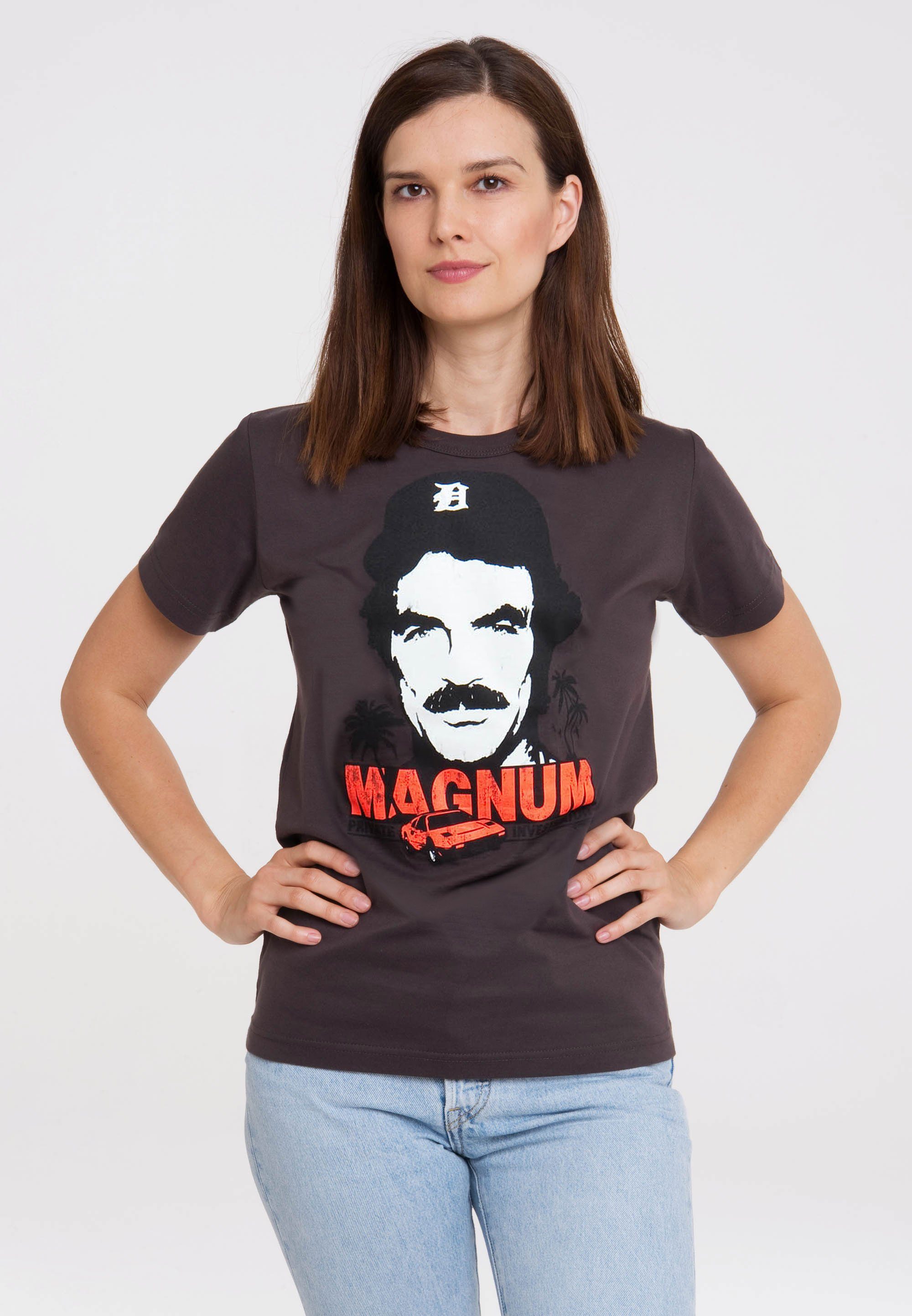 Magnum besonders T-Shirt bequem klassischem Print, Mit LOGOSHIRT coolem mit Rundhalsausschnitt