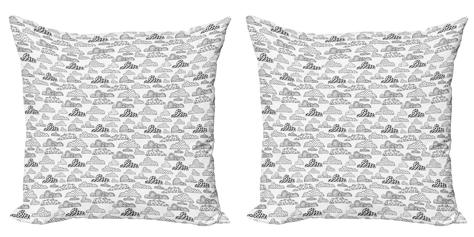 Kissenbezüge Modern Accent Doppelseitiger Digitaldruck, Abakuhaus (2 Stück), Skizzieren Monochrome Zusammenfassung Wolken
