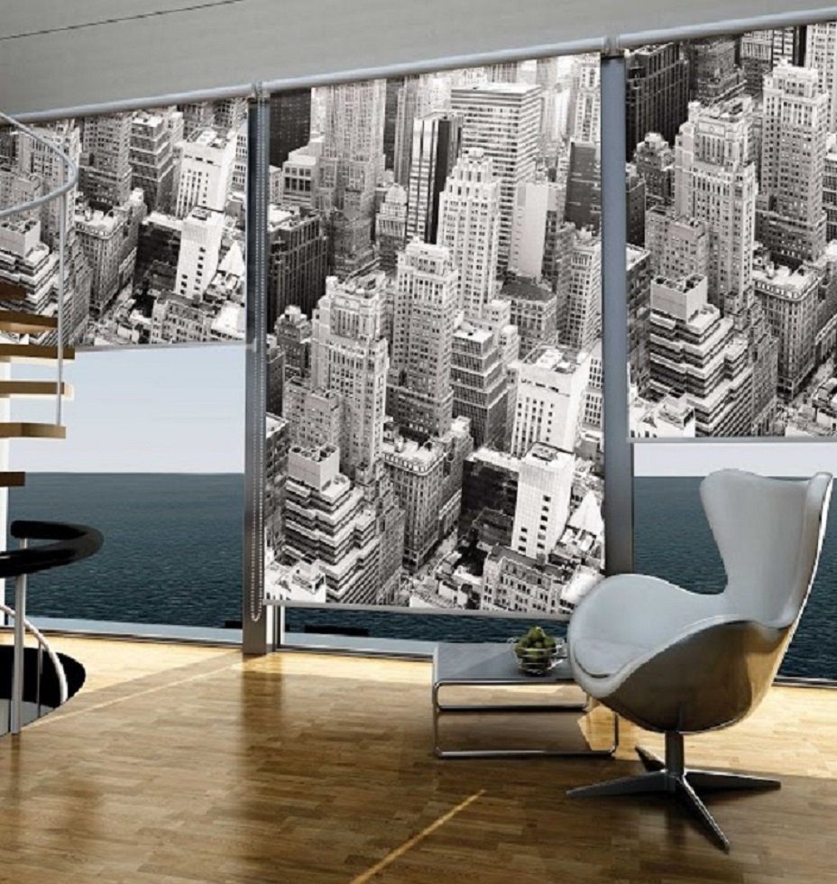 Wand- Sichtschutzrollo, digital oder New Motiv: bedrucktes Wand- Clever-Kauf-24, York, Seitenzugrollo Deckenmontage, Deckenmontage oder