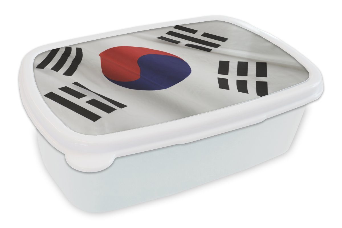 MuchoWow der Lunchbox für Mädchen Erwachsene, Brotdose, Südkorea, Jungs Flagge von (2-tlg), und und für weiß Kunststoff, Kinder Brotbox Nahaufnahme