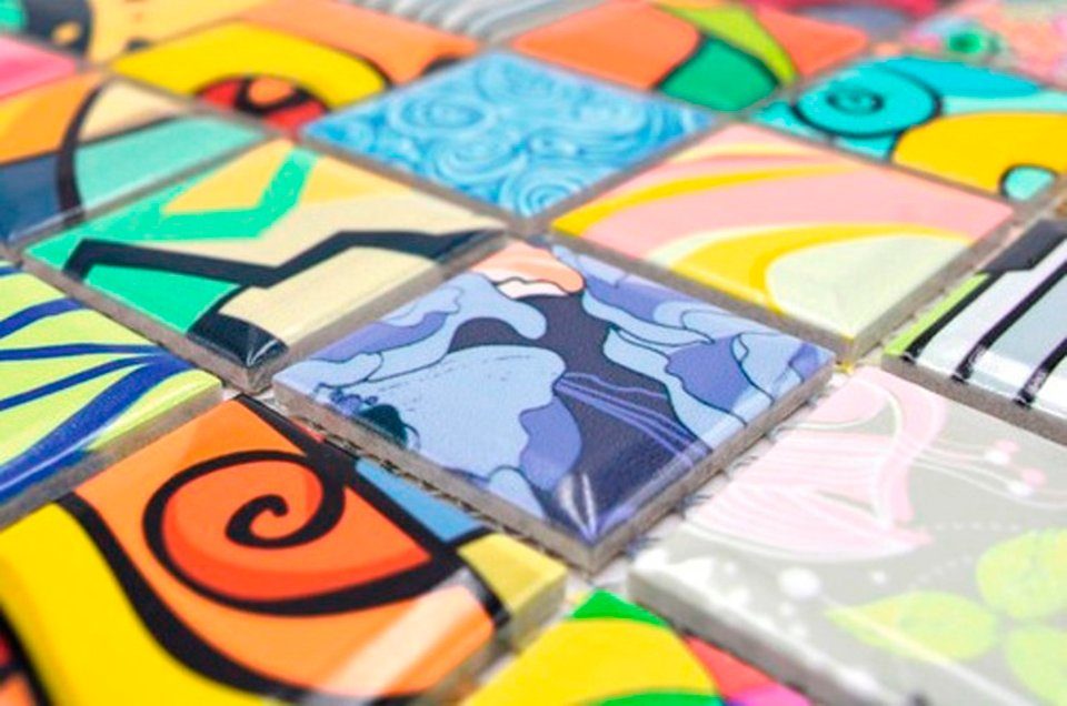 Mosani Mosaikfliesen Keramik Mosaik Fliese Bunte Retro Mosaikfliesen POP UP ART – Bild 4 von 5