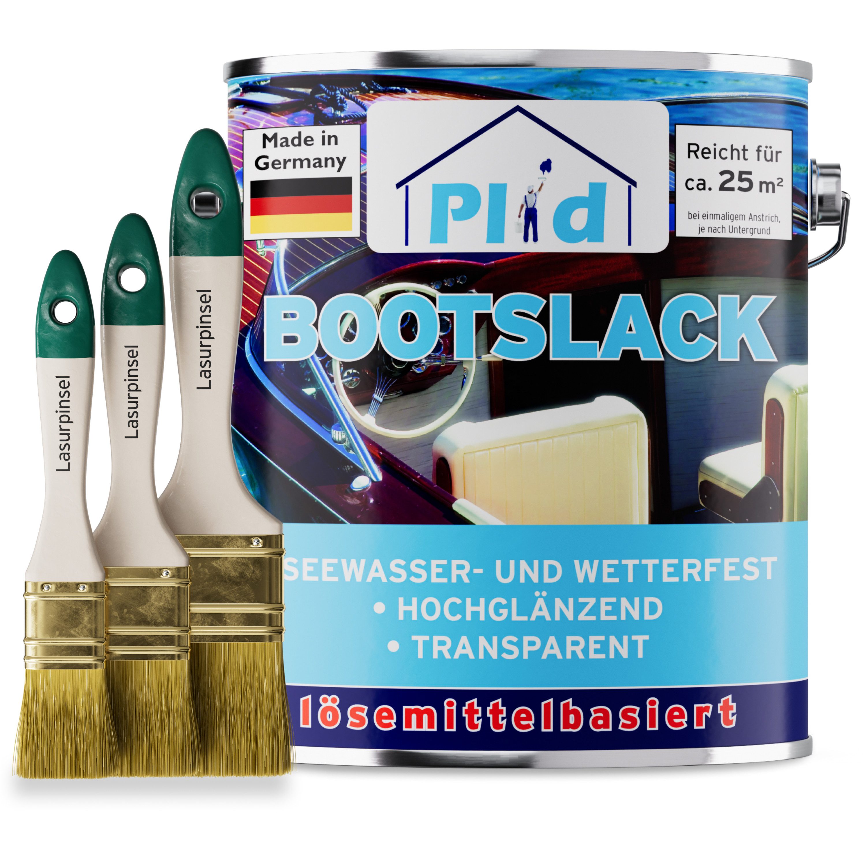 plid Klarlack Premium Bootslack Klarlack Parkettlack Holzlack Anstreichset, Schnelltrocknend