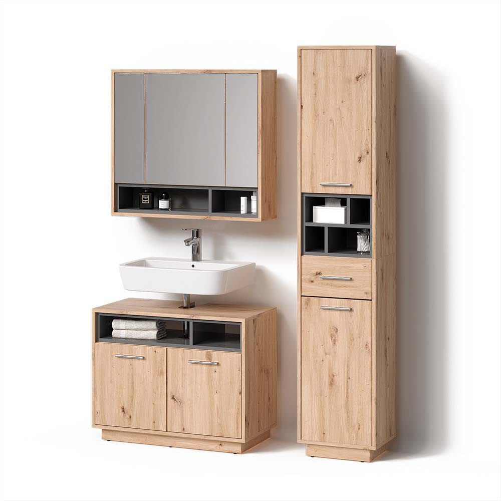 Livinity® Badmöbel-Set Temo, Artisan-Eiche, 3-teilig, (3-St)