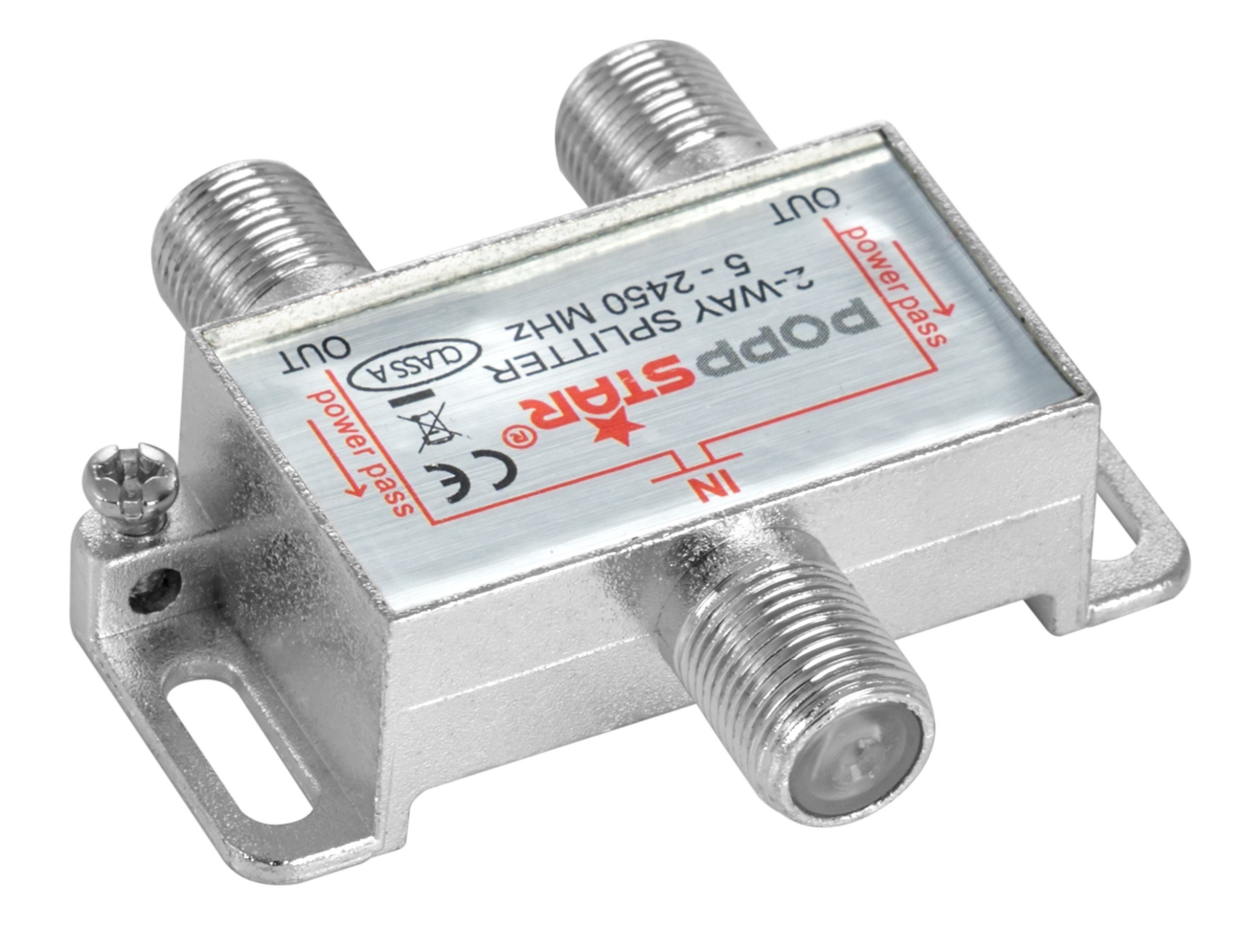 Poppstar Sat-Verteiler Splitter analog/digital SAT-Antenne (Umschalter 2-fach für TV Antenne Satellit Kabel Fernseher Radio LNB)
