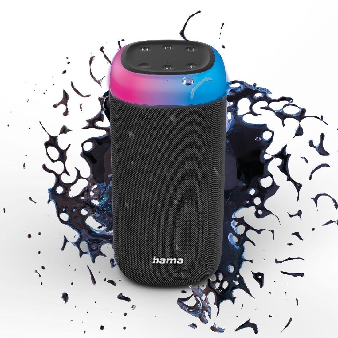 Hama Bluetooth Box LED 30 W Xtra Bass 360ᵒ Sound spritzwassergeschützt  Stereo Bluetooth-Lautsprecher (A2DP Bluetooth, AVRCP Bluetooth, HFP), LED- Beleuchtung, 5 verschiedene Modi, z. B. im Takt der Musik