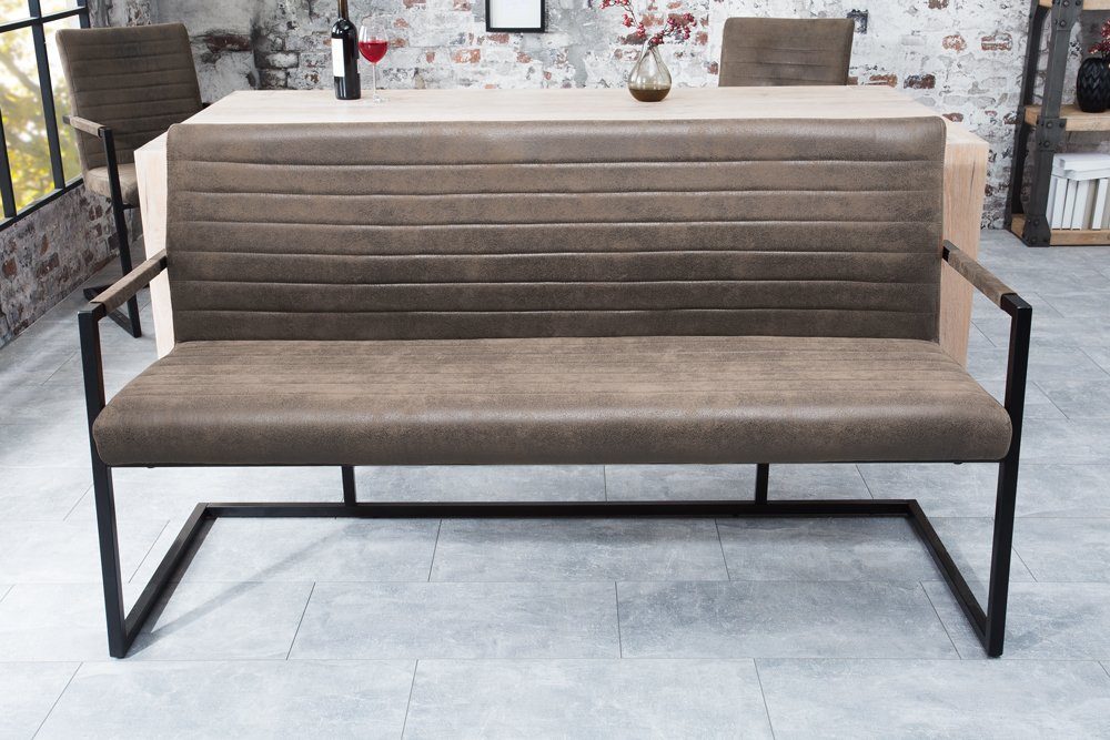riess-ambiente Sitzbank LOFT 160cm taupe / schwarz (Einzelartikel, 1-St), Esszimmer · Microfaser · Metall · Industrial