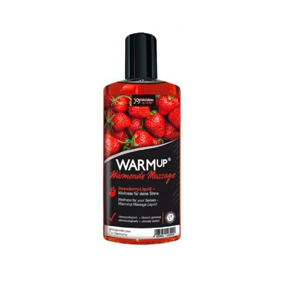 JOYDIVISION Gleit- und Massagegel WARMup Strawberry Liquid, Flasche mit 150ml, wärmendes Massagegel mit Erdbeerduft und Geschmack