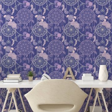 Abakuhaus Vinyltapete selbstklebendes Wohnzimmer Küchenakzent, Boho floral Dreamcatchers
