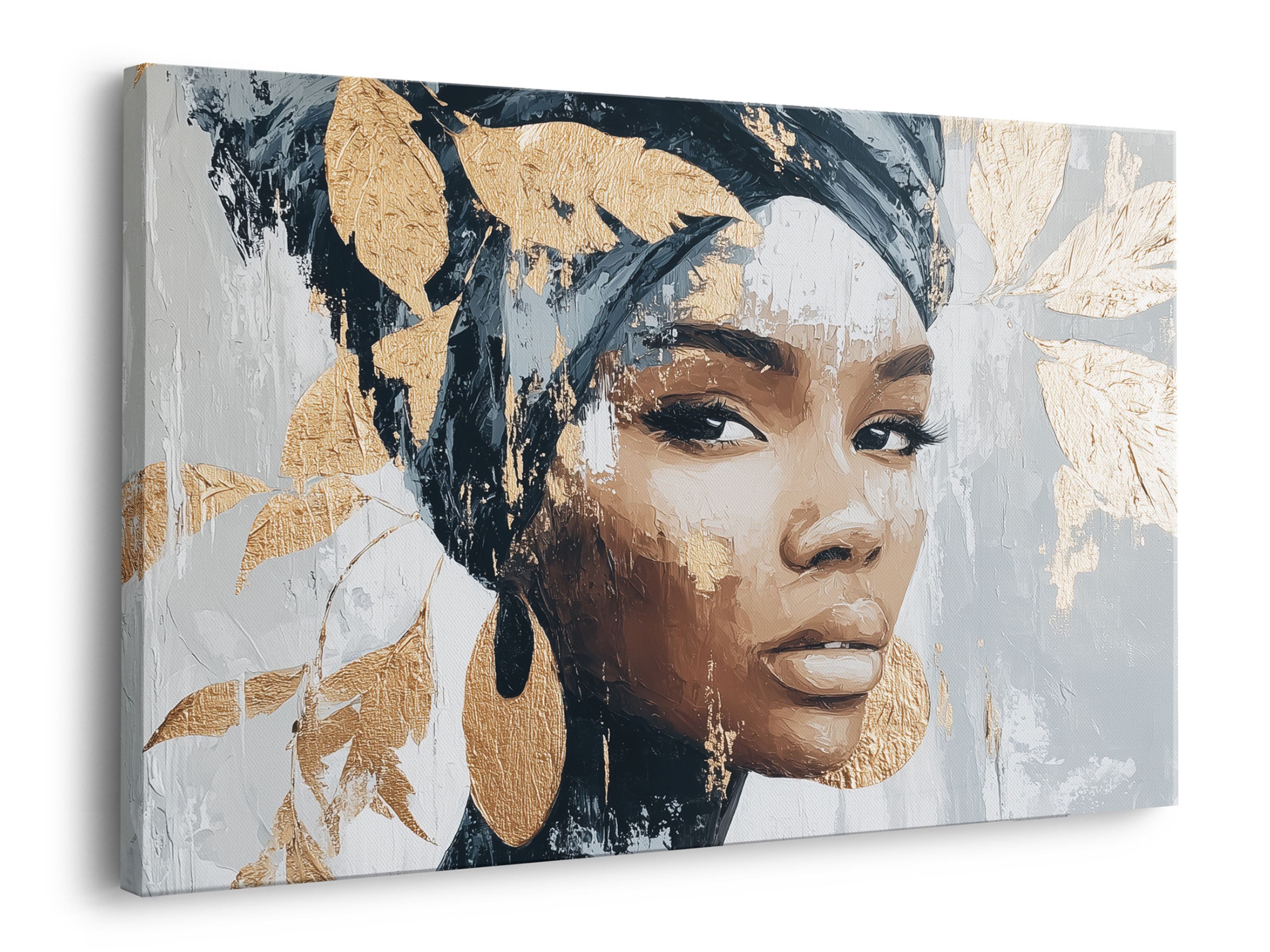 artissimo Leinwandbild Bild auf Leinwand 70x50 cm Wandbild - moderne Kunst beige gold, Fashion-Art: Abstract woman I