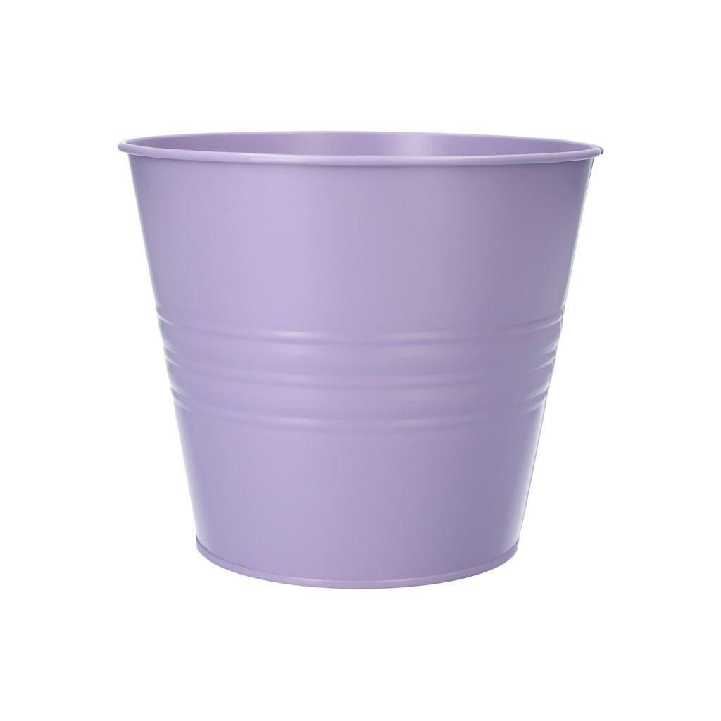 INNA-Glas Blumentopf Runder Zinktopf MICOLATO mit Rillen, Flieder, 16 cm, Ø 18,5 cm
