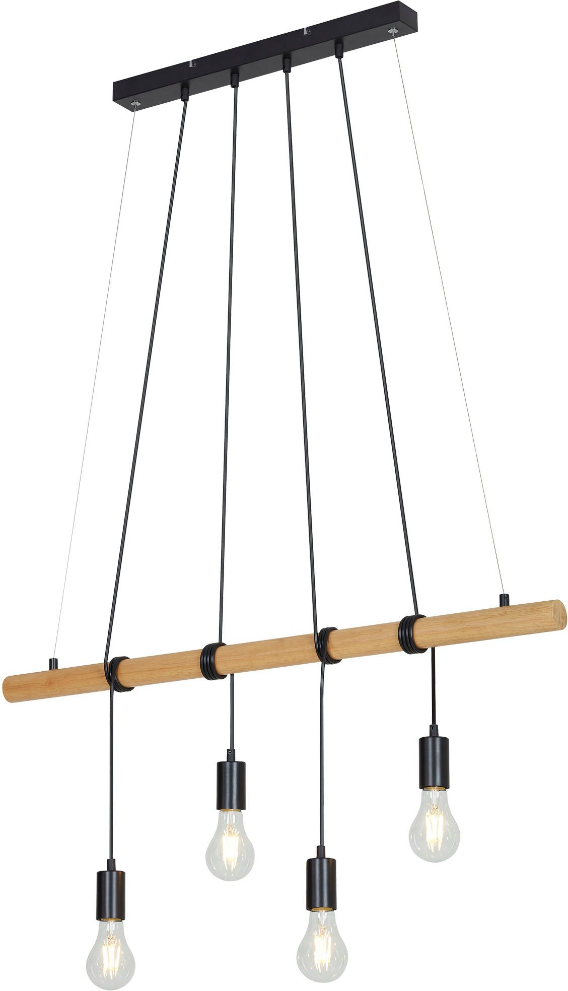 Briloner Leuchten Pendelleuchte Pendelleuchte, Holz / Metall schwarz, 4xE27 günstig online kaufen
