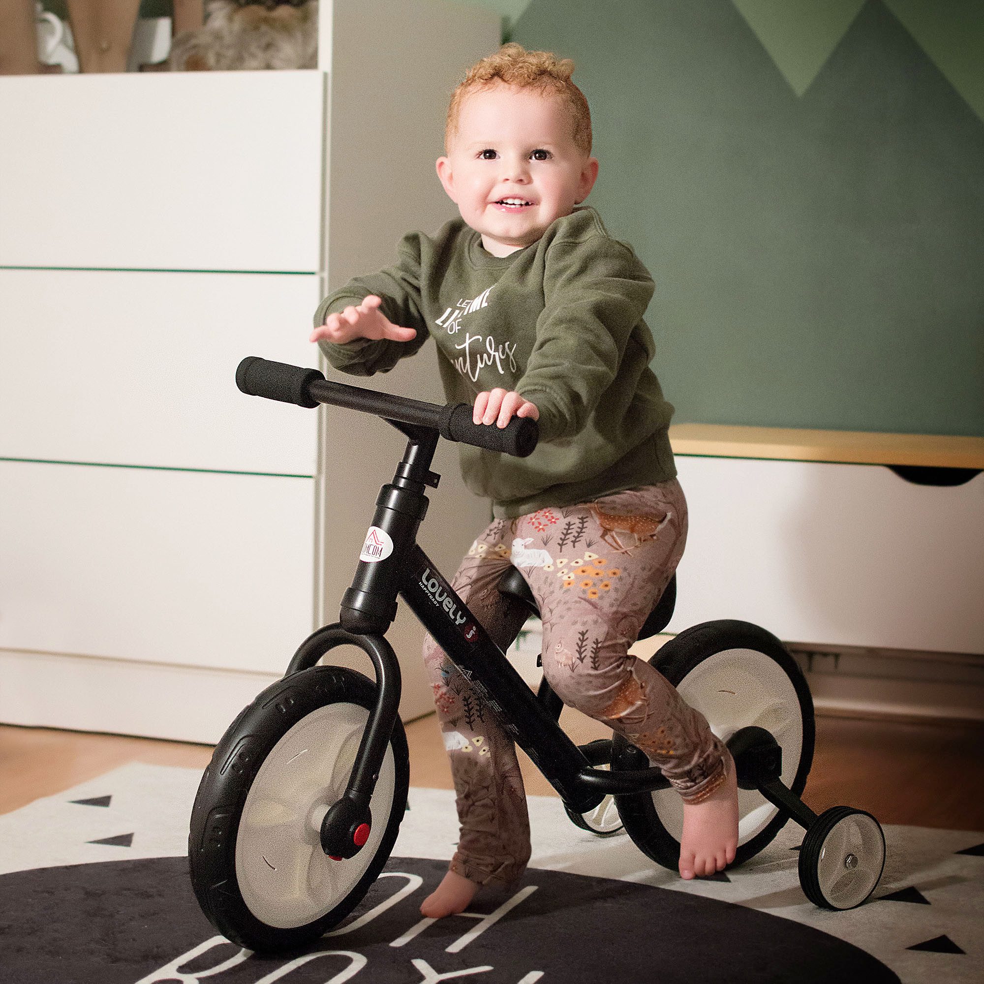 HOMCOM Laufrad Kinder Lauflernrad ab 2-5 Jahre mit Stützrädern 12 Zoll, Rot 85 x 36 x 54 cm – Bild 2 von 5