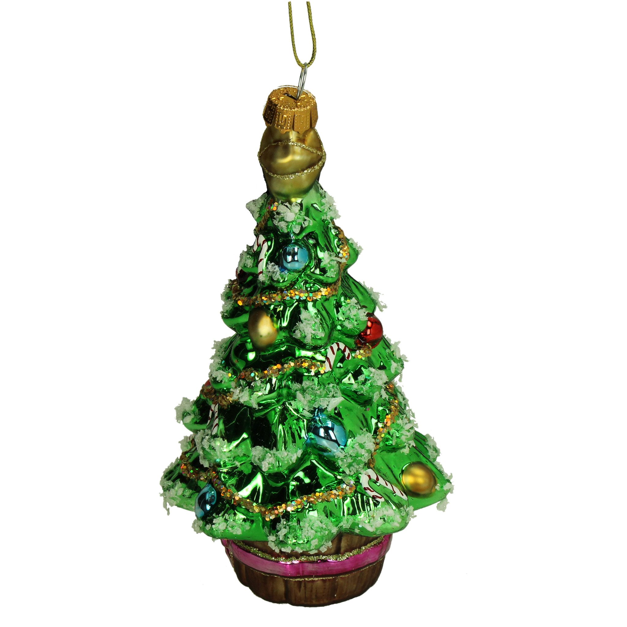 HD Collection Christbaumschmuck, Christbaumschmuck Glas 15,2m Tannenbaum mit Kugeln Figur Grün