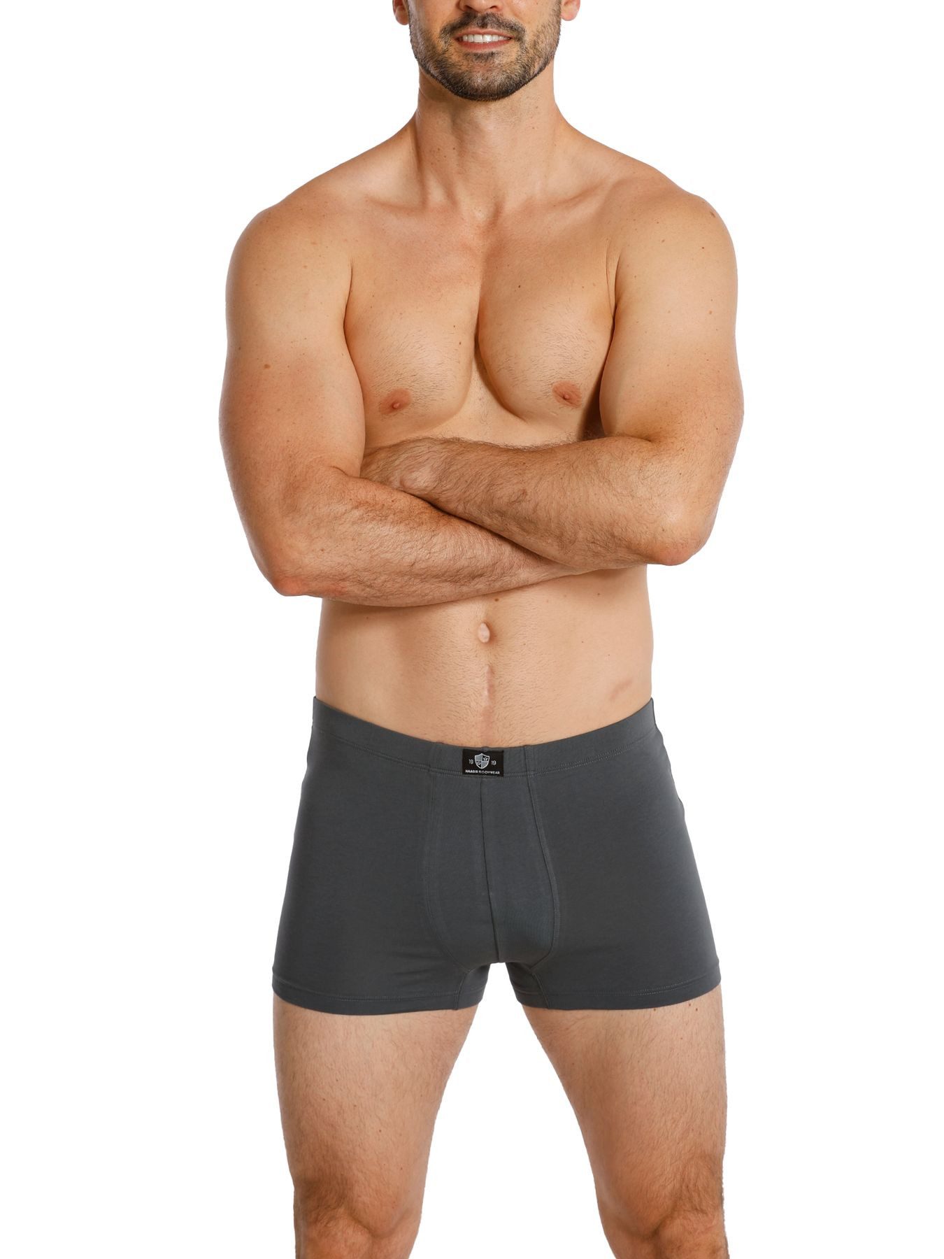 HAASIS Bodywear 1919 Retro Pants Herren Pants 77552413-schwarz/grau (Packung, 5-St., 5er Pack) Passgenaue Pants, Gummibund, ohne Einsatz