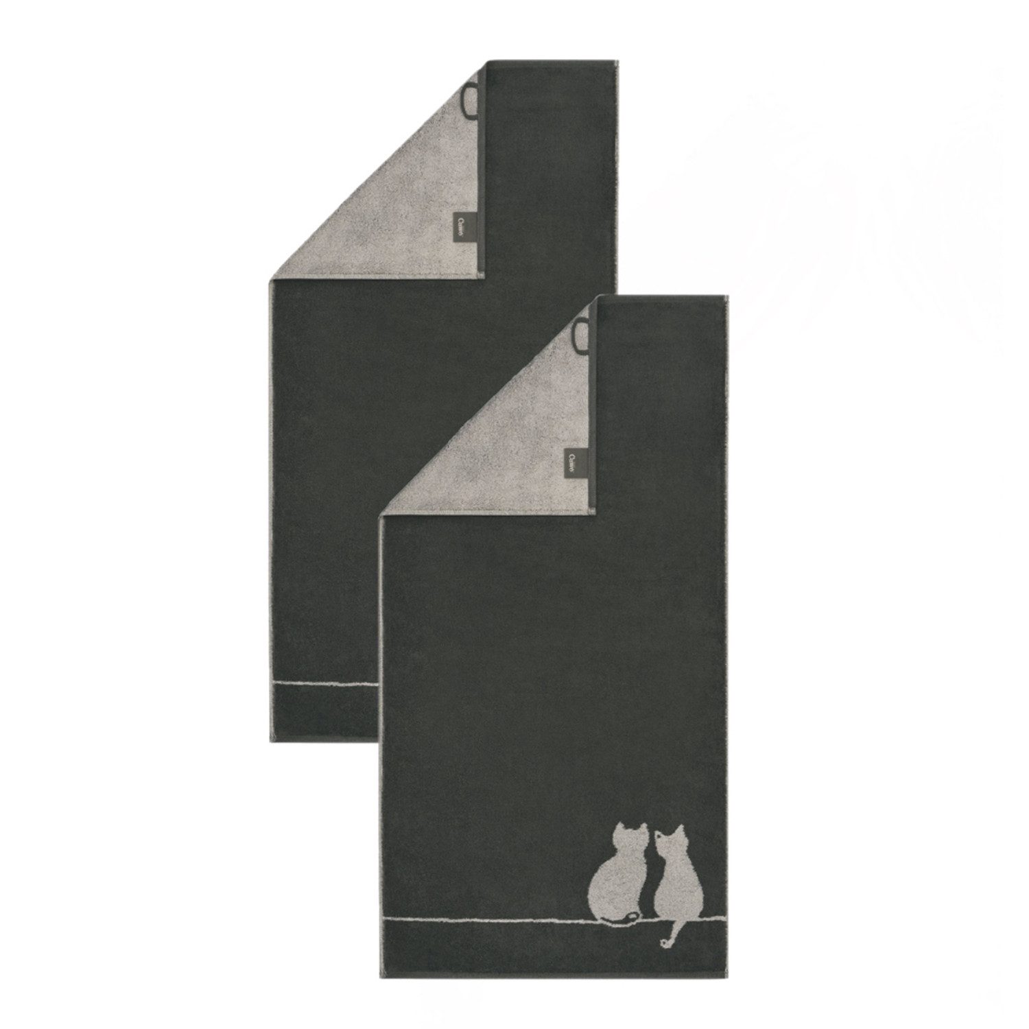 Cawö Handtuch 2 Stück Cawö Handtücher Cute Cats 6263-77 Katzen Anthrazit Gr günstig online kaufen