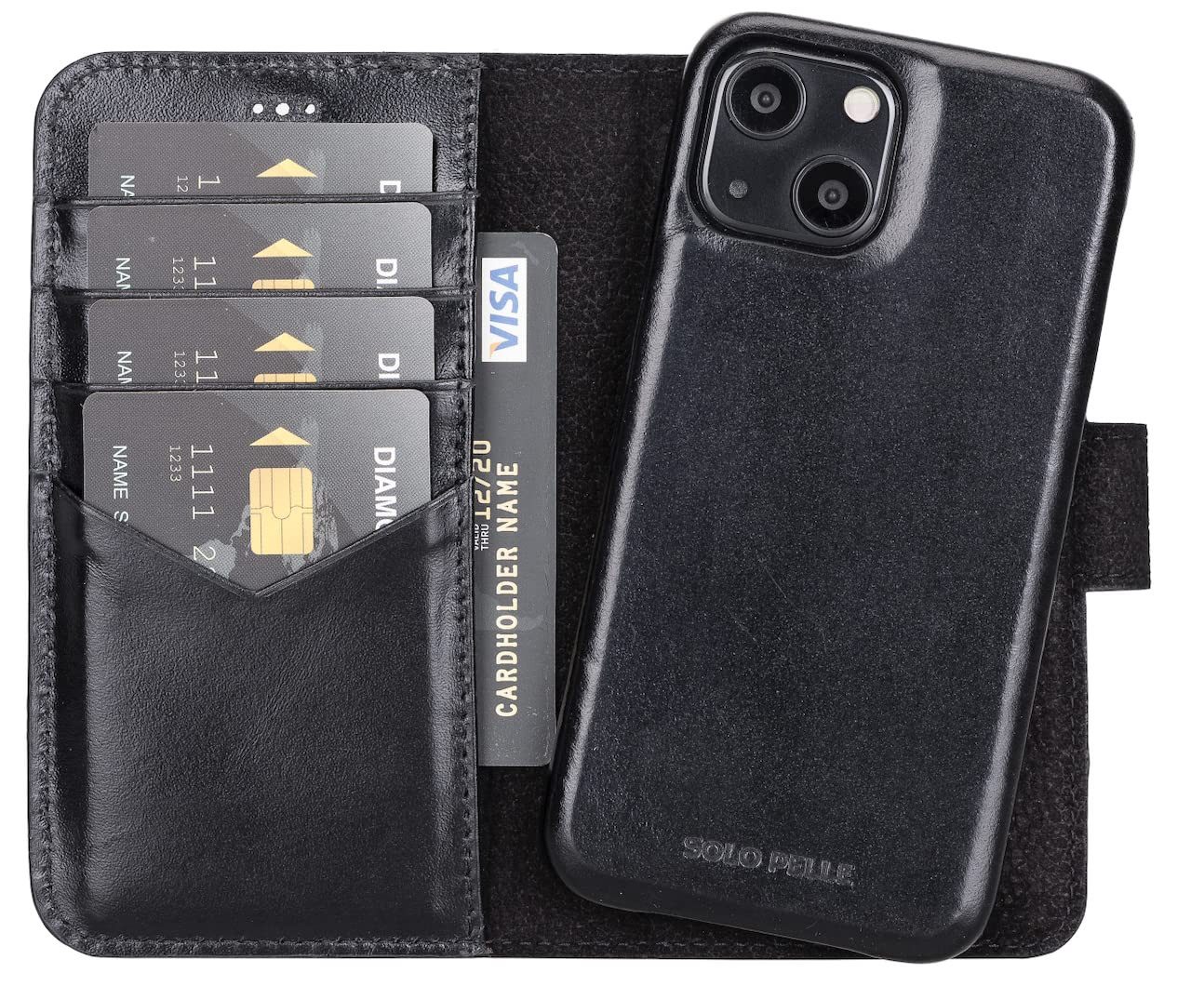 Solo Pelle Smartphonetasche Lederhülle für iPhone 13 Mini 5.4 Zoll inkl. Kartenfächer