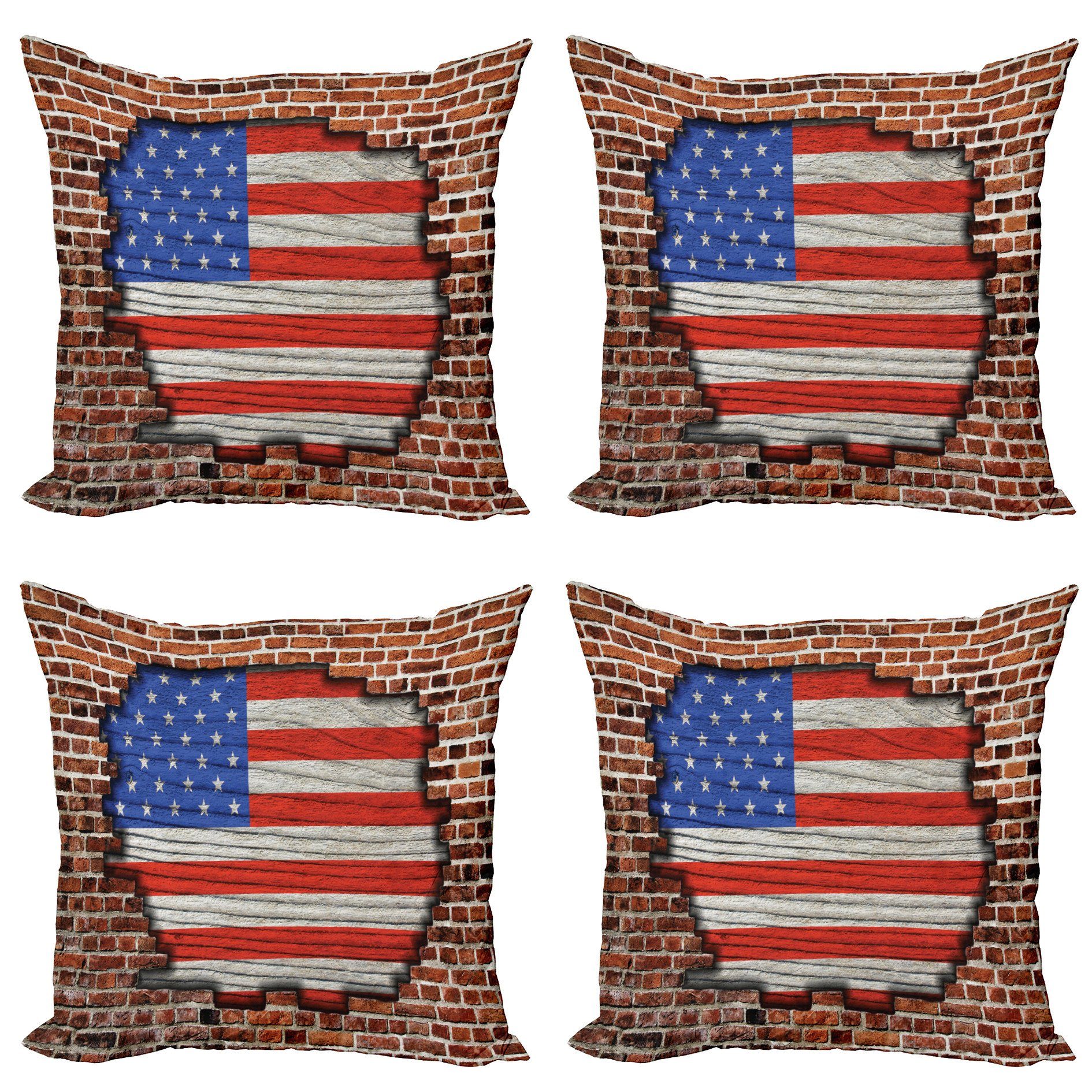 Kissenbezüge Modern Accent Doppelseitiger Digitaldruck, Vereinigte National Staaten (4 von Stück), Amerika American Flag Abakuhaus