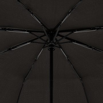 doppler® Taschenregenschirm nature Magic, simple black, aus recyceltem Material mit Griff aus FSC®- schützt Wald - weltweit
