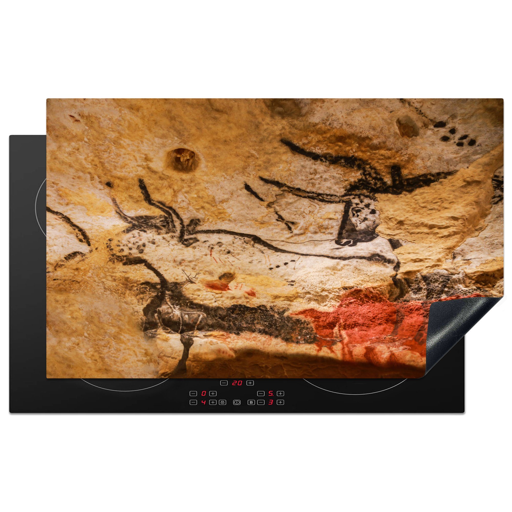 Höhle cm, Vinyl, von 83x51 (1 tlg), MuchoWow prähistorische Herdblende-/Abdeckplatte Frankreich, eine Lascaux, in küche Arbeitsplatte Höhle für Ceranfeldabdeckung, Die