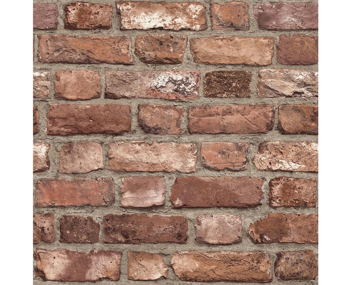 Grandeco Tapete Vliestapete Grandeco Backstein-Tapete rot A28901