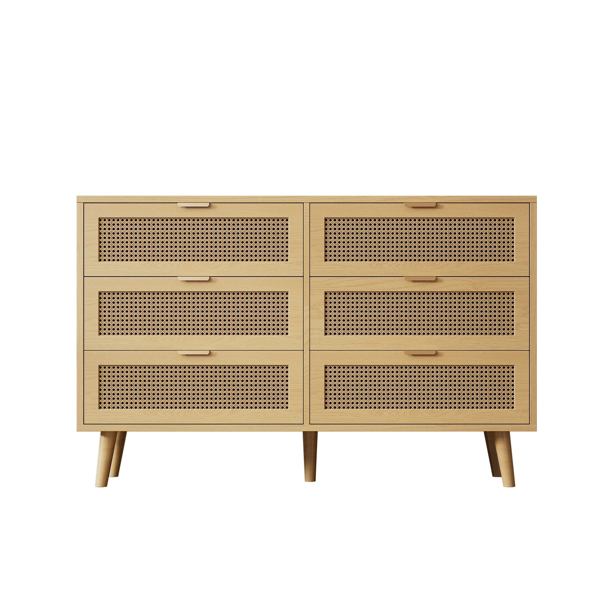 Odikalo Sideboard Kommode Schubladen Schubladenschrank Schubladenkommode Metallgriffe, B120/H76.5/T40 cm